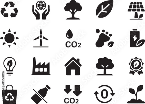 Sustainable living icons for eco-friendly concepts