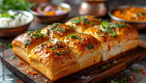 Masala Pav Freshly Baked with Indian Spices on it 