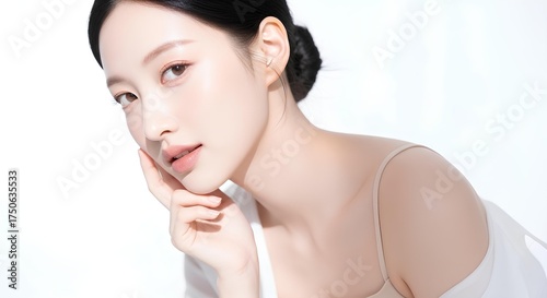 明るい自然光に包まれた美しい女性のポートレート