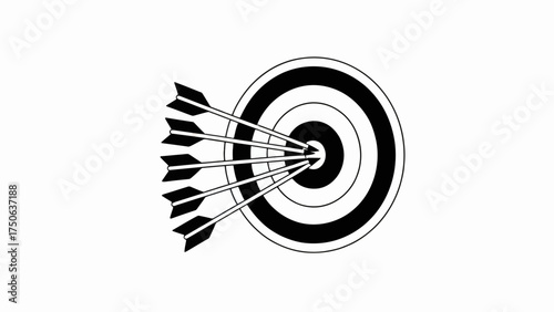 Target with Arrows Hitting Bullseye Symbolizing Success Achievement Focus and Precision in Business and Sports in a Minimalist Design