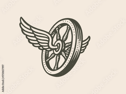 Tarot fortune wheel vintage engraving style vector illustration