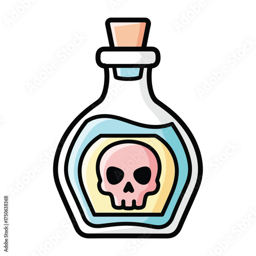 Poison Bottle with Skull Symbol, Danger Liquid, Halloween Potion, Toxic Elixir