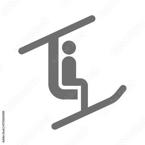 Chair ski lift vector icon. Chairlift or cablecar skiing symbol.