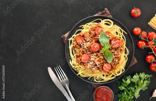 Spaghetti bolognese pasta on plate