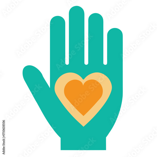 hand vector icon with hart color silhouette