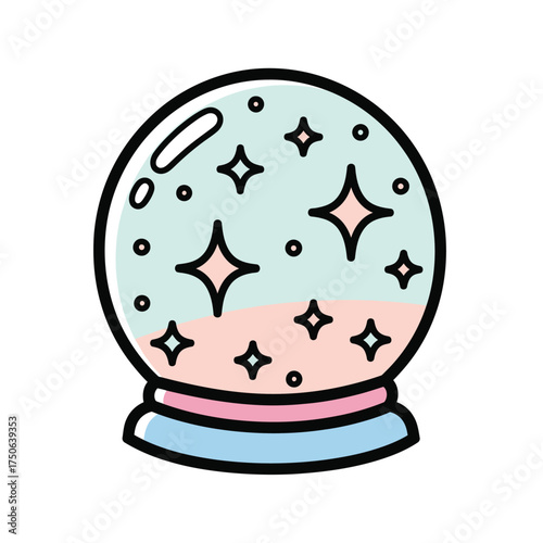 Crystal Ball Icon with Stars and Glitter - Fortune Telling, Magic, Future Prediction