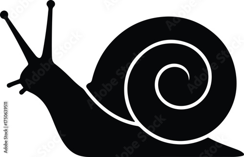 Vector silhouette snail crawling isolated illustration