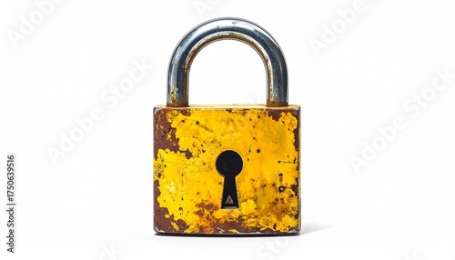 yellow lock on white background