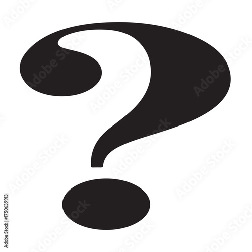 "Hand-Drawn Question Mark Silhouette in Sketch Doodle Style"