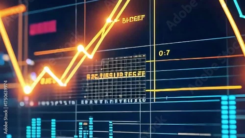 Data analytics interface showcasing various charts, graphs, and 3D visualization elements.