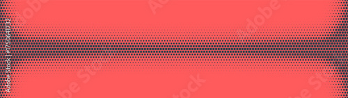 Halftone graphic square bricks pattern smooth unique border ultra wide 32:9 aspect ratio red black vector abstract background. Half tone retro futuristic panoramic ultrawide format unusual abstraction