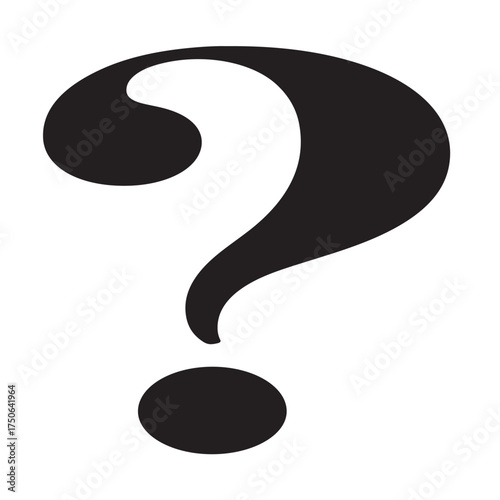 "Hand-Drawn Question Mark Silhouette in Sketch Doodle Style"