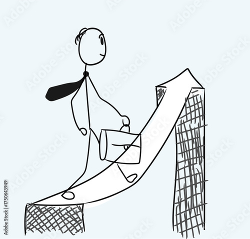  stickman running on arrow shaped bridge to the light
