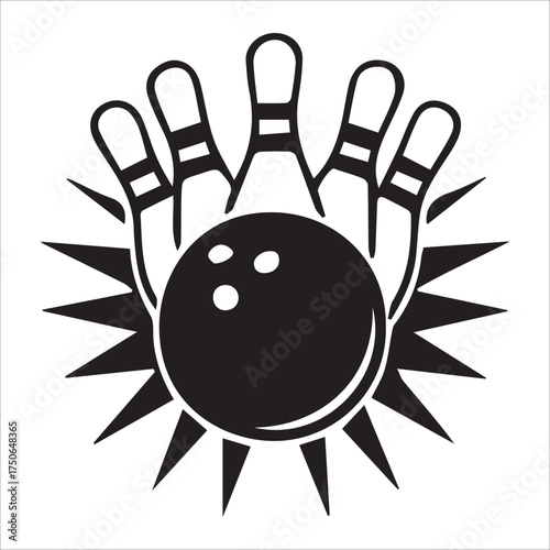 Happy Crowned Bowling Ball Mascot Emblem