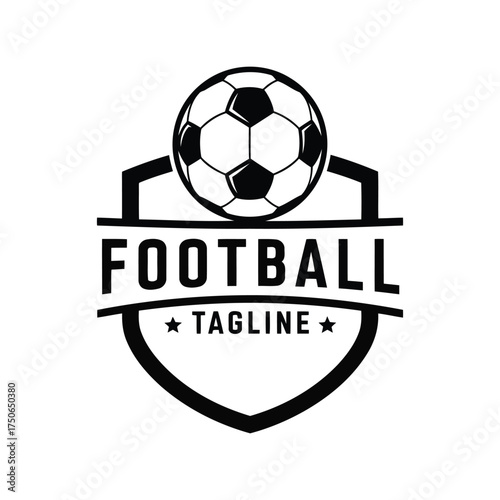 Vintage football emblem logo design with classic soccer ball and text placeholder vector