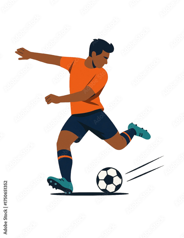 Obraz premium Vector illustration of soccer player kicking a ball