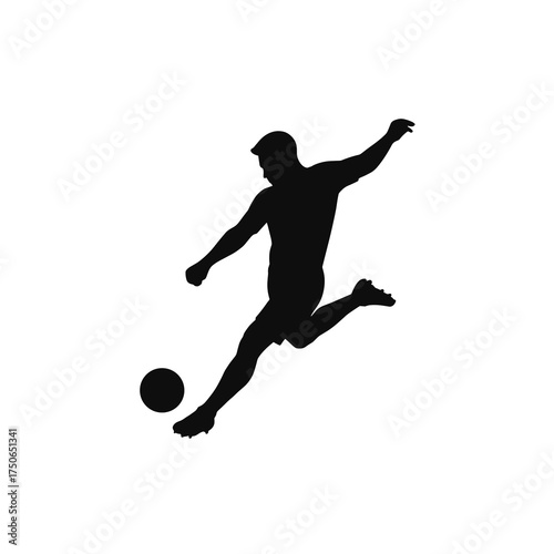 Footballer Power Shot Silhouette – Running Kick Vector Icon