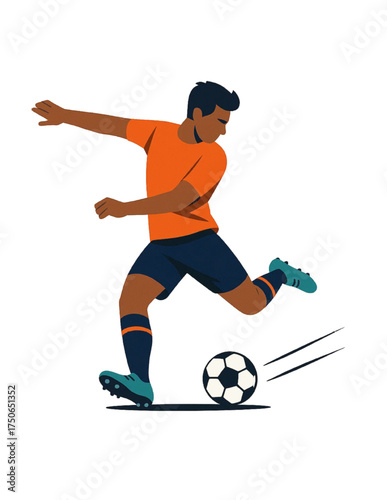 Vector illustration of soccer player kicking a ball
