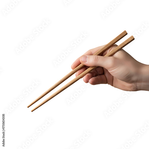 Hand Holding chopsticks isolated on transparent background