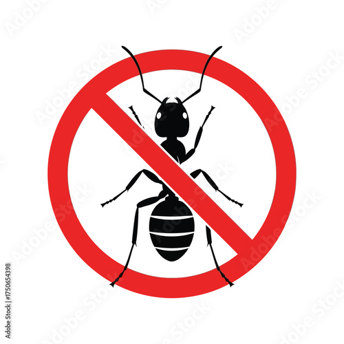 Stop ant infestation sign insect pest control symbol warning danger alert vector