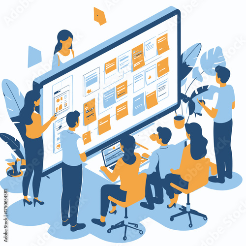 Team Collaboration on Project Management Board.