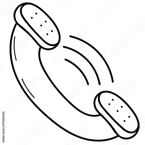 telephone handset, landline, hotline, black and white vector isolated element, hand-drawn vector isolated element, hand-drawn