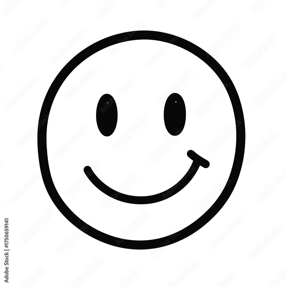 Fototapeta premium Simple Smiley Face Icon - Happy Emotion Symbol, Positive Vector Graphic