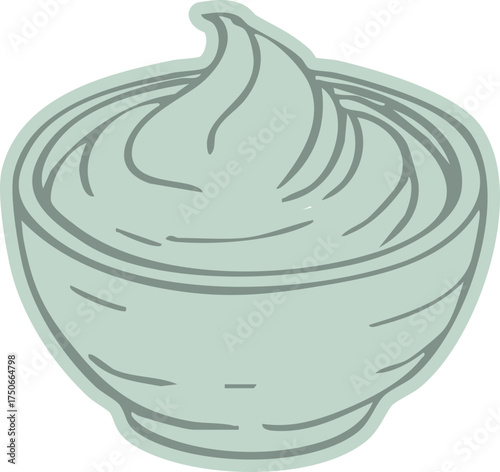 Bowl of Cream Illustration — Spa Skincare Product Vector