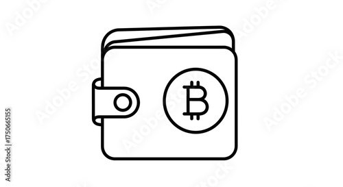 Bitcoin Wallet Icon – Minimalist Line Art Cryptocurrency Storage Symbol