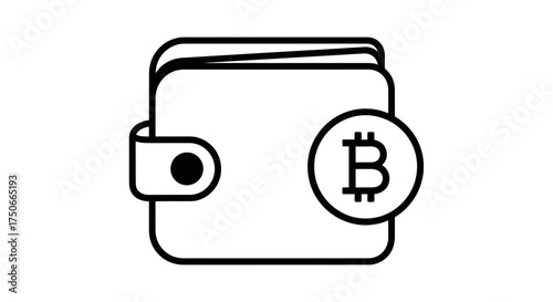 Bitcoin Wallet Icon – Minimalist Line Art Cryptocurrency Storage Symbol
