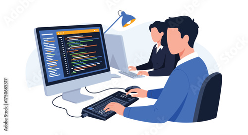 Software Developers Working Together on a Computer Programming Project