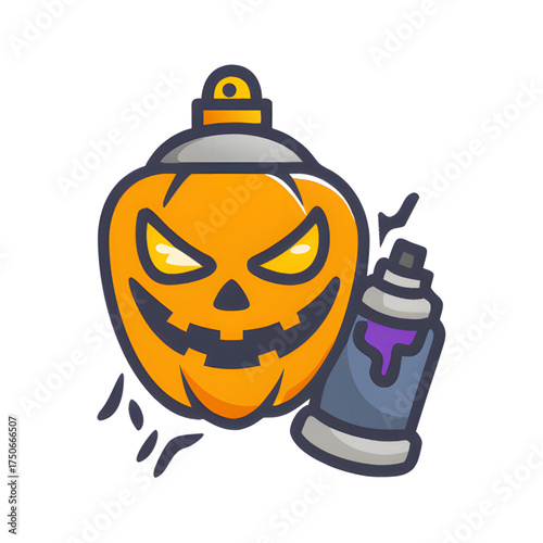 Spooky jack o'lantern gets a graffiti makeover with spray paint can