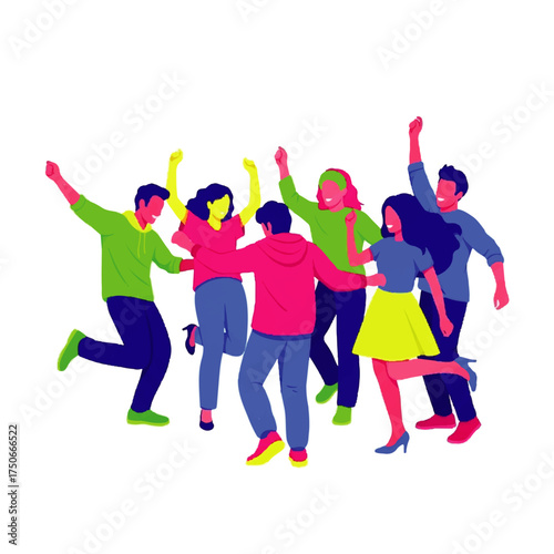 Diverse Group of People Dancing Joyfully Together.