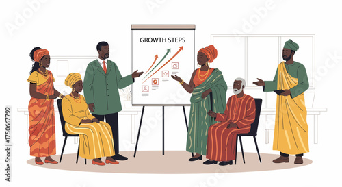 Diverse Team Discussing Growth Steps In Business Meeting