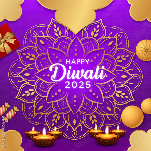 Happy Diwali - festival of lights colorful poster template design with decorative diya lamp. vector illustration. Indian festival of lights Happy Diwali, holiday Background, Diwali celebration.