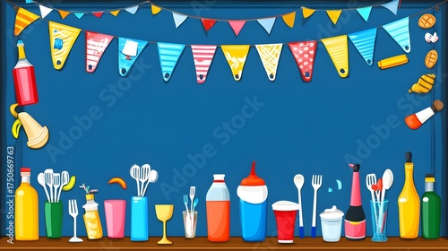 Festive food and drink display party setting digital illustration celebratory atmosphere