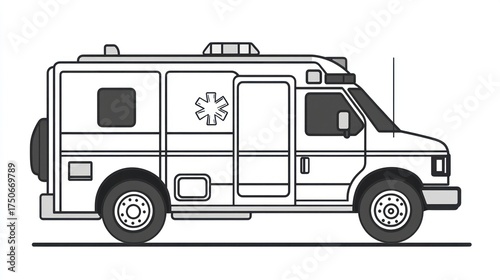 Wallpaper Mural Simple outline of an ambulance, side view, illustration Torontodigital.ca