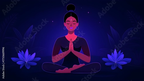Meditation session indoor space digital art serene environment peaceful viewpoint