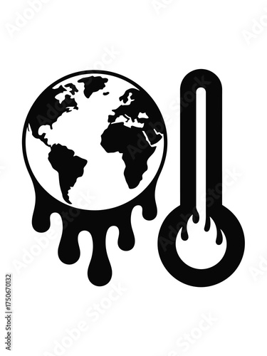 Melting earth and thermometer symbolizing global warming