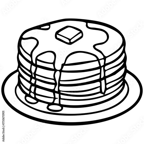 Pancakes Stack with Syrup and Butter