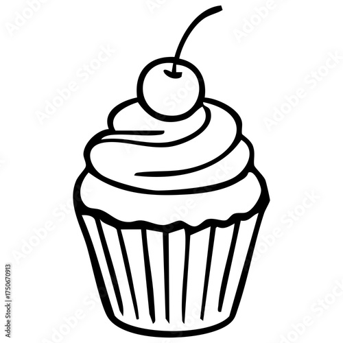 Cupcake with frosting and cherry on top