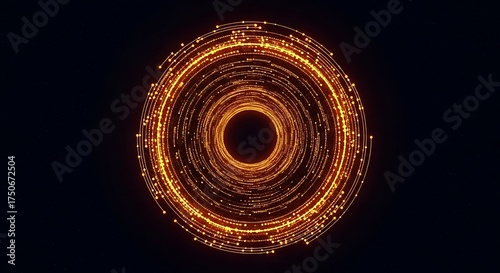 Golden Circular Data Stream - Abstract Technology Visual.