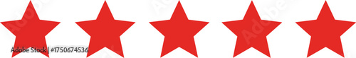 Five red star vector illustration scalable graphic for rating and achievement design elements