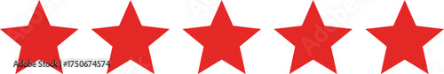 Five red star vector illustration scalable eps icon for rating systems and awards