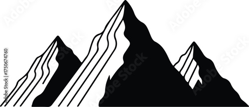 Vector silhouette of mountain range peaks nature illustration