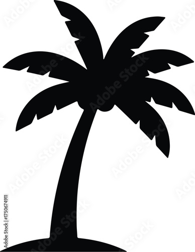 Vector silhouette palm tree tropical summer beach illustration