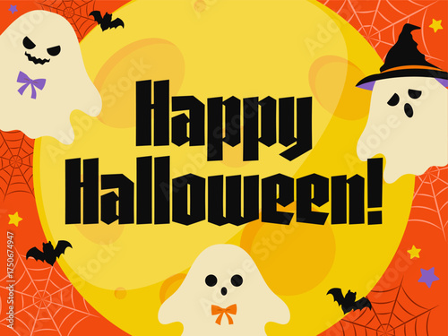 ポップなハロウィンのイラスト　おばけ