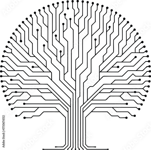 Circular circuit board tree pattern technology abstract
