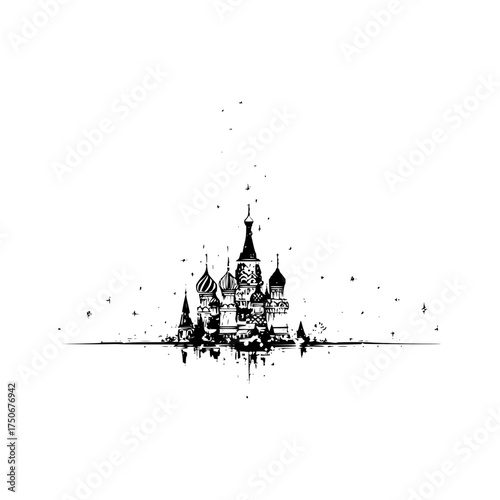 St basil's cathedral drawing moscow russia sketch landmark architecture travel destination black and white art