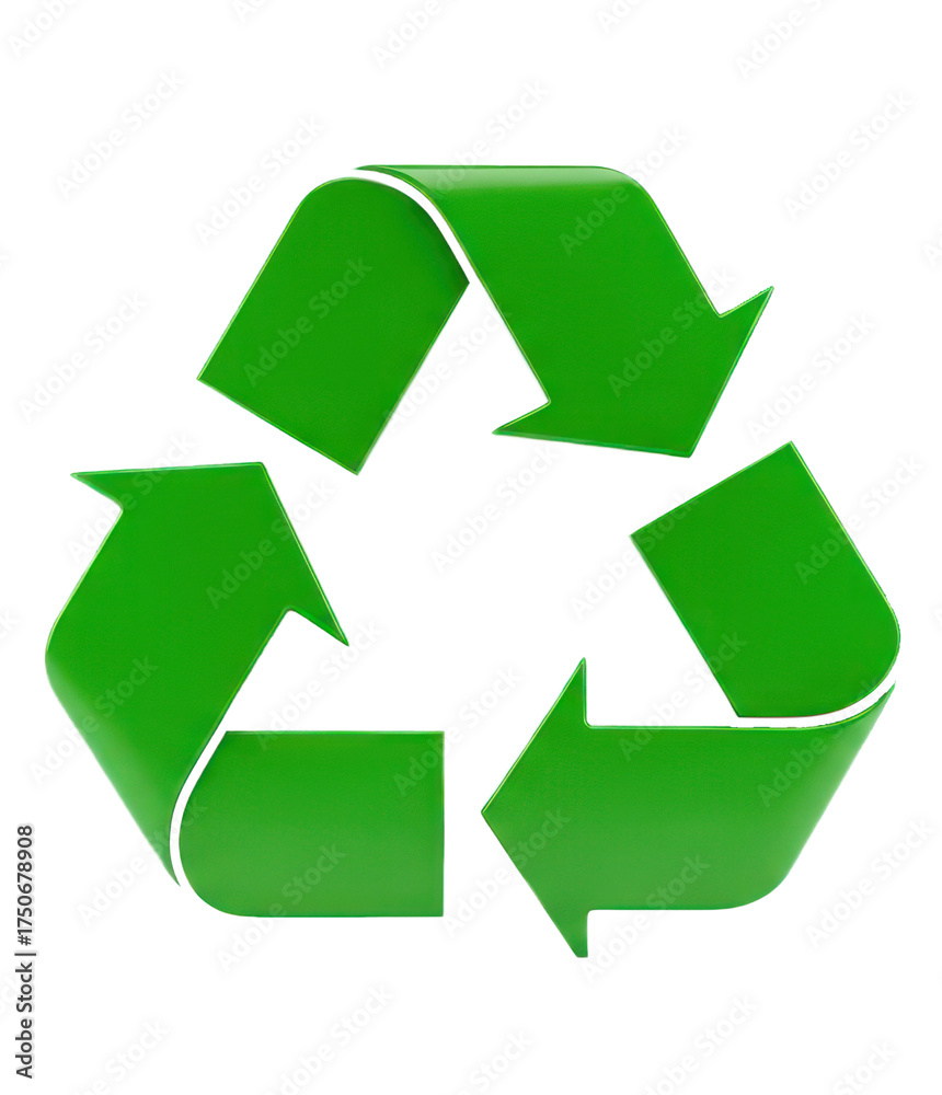 Obraz premium A green recycling symbol on a white background.